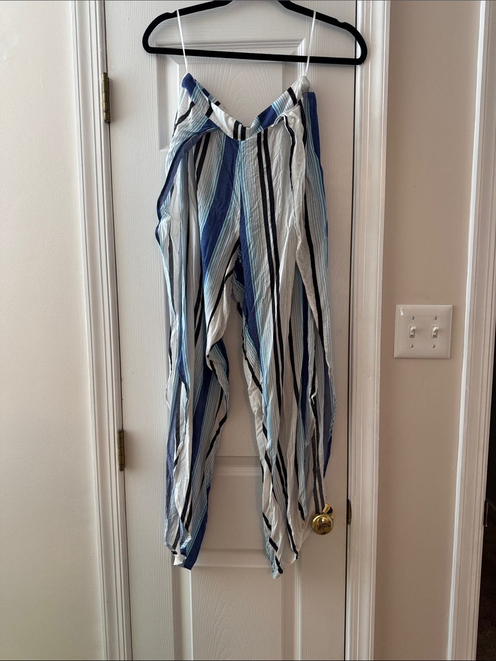 Surf Gypsy Blue White and Black Vertical Stripe Jumpsuit